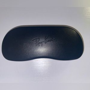 Ray-Ban eyeglasses hardshell case with black lens cleaning cloth.